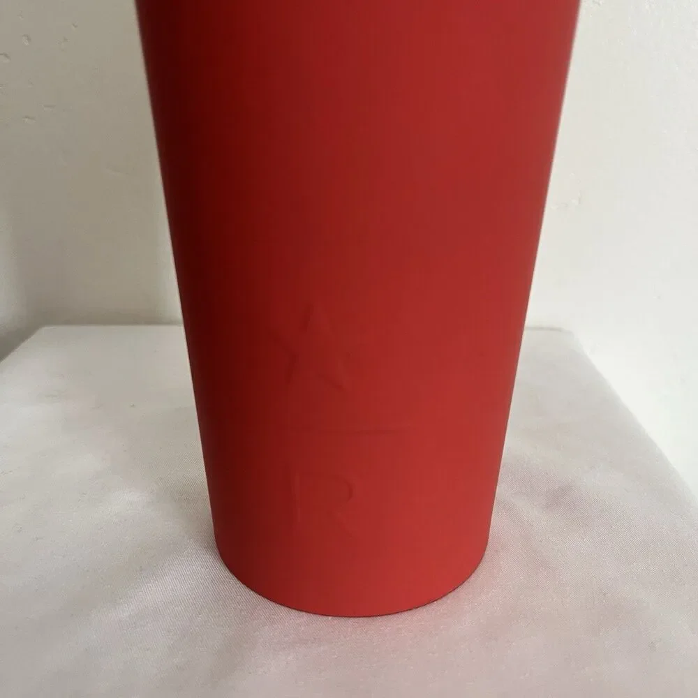 Starbucks Reserve 16oz Matte Red Orange Stainless Steel Tumbler New w/ flaws